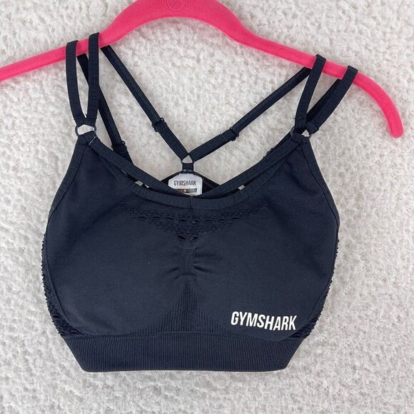 Gymshark Black Energy Seamless Sports‎ Bra Womens Pullover Padded Workout Size S - Picture 1 of 7